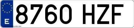 Ejemplo de matrícula española 8760 HZF