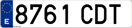 Ejemplo de matrícula de coche ordinaria 8761 CDT