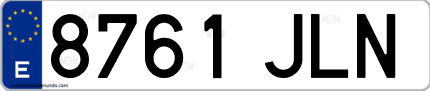 Ejemplo de matrícula de coche ordinaria 8761 JLN