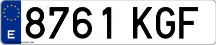 Ejemplo de matrícula española 8761 KGF