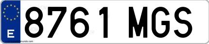 Ejemplo de matrícula española 8761 MGS