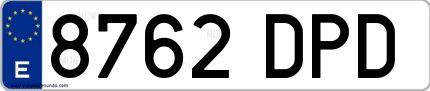 Ejemplo de matrícula española 8762 DPD