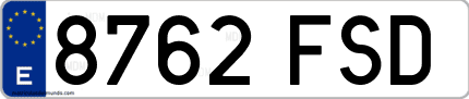 Ejemplo de matrícula de coche ordinaria 8762 FSD