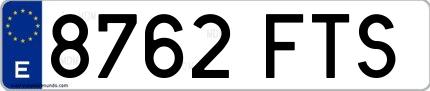 Ejemplo de matrícula española 8762 FTS