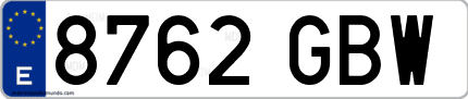Ejemplo de matrícula de coche ordinaria 8762 GBW