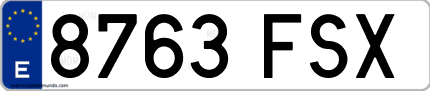 Ejemplo de matrícula de coche ordinaria 8763 FSX