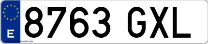 Ejemplo de matrícula española 8763 GXL