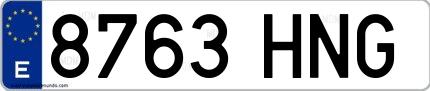 Ejemplo de matrícula española 8763 HNG