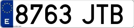 Ejemplo de matrícula española 8763 JTB