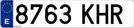 Ejemplo de matrícula española 8763 KHR