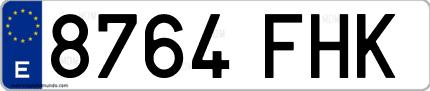 Ejemplo de matrícula de coche ordinaria 8764 FHK