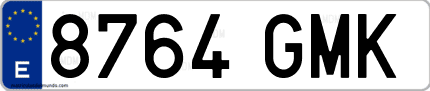 Ejemplo de matrícula de coche ordinaria 8764 GMK