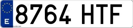 Ejemplo de matrícula española 8764 HTF