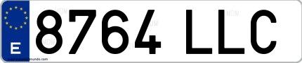 Ejemplo de matrícula española 8764 LLC