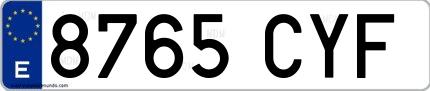 Ejemplo de matrícula española 8765 CYF