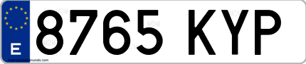 Ejemplo de matrícula de coche ordinaria 8765 KYP