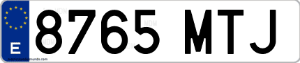 Ejemplo de matrícula de coche ordinaria 8765 MTJ