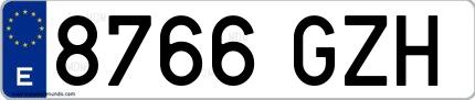 Ejemplo de matrícula española 8766 GZH
