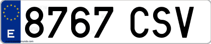 Ejemplo de matrícula de coche ordinaria 8767 CSV