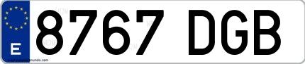 Ejemplo de matrícula española 8767 DGB