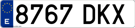 Ejemplo de matrícula de coche ordinaria 8767 DKX