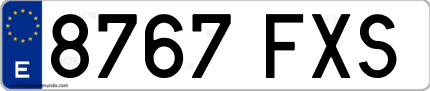Ejemplo de matrícula de coche ordinaria 8767 FXS