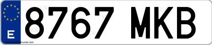 Ejemplo de matrícula española 8767 MKB