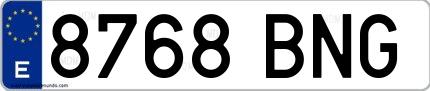 Ejemplo de matrícula española 8768 BNG