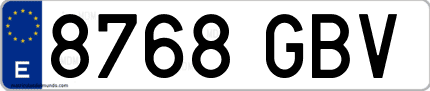 Ejemplo de matrícula de coche ordinaria 8768 GBV