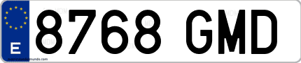 Ejemplo de matrícula de coche ordinaria 8768 GMD