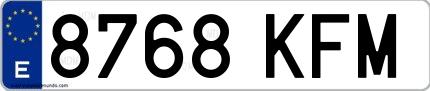 Ejemplo de matrícula española 8768 KFM