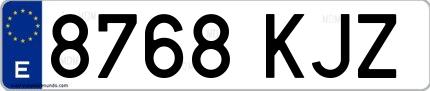 Ejemplo de matrícula española 8768 KJZ