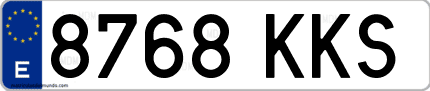 Ejemplo de matrícula de coche ordinaria 8768 KKS