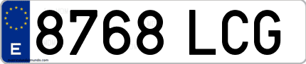 Ejemplo de matrícula de coche ordinaria 8768 LCG