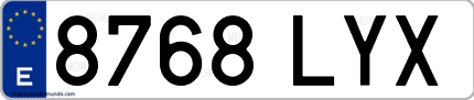 Ejemplo de matrícula de coche ordinaria 8768 LYX