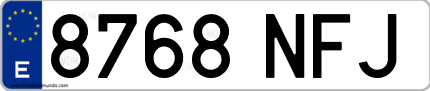 Ejemplo de matrícula de coche ordinaria 8768 NFJ
