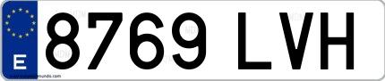 Ejemplo de matrícula española 8769 LVH