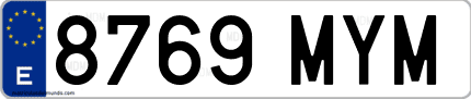 Ejemplo de matrícula de coche ordinaria 8769 MYM