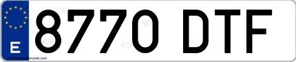 Ejemplo de matrícula española 8770 DTF