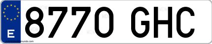 Ejemplo de matrícula de coche ordinaria 8770 GHC