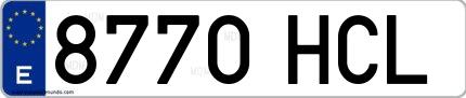 Ejemplo de matrícula española 8770 HCL