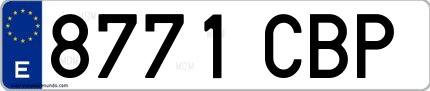 Ejemplo de matrícula española 8771 CBP