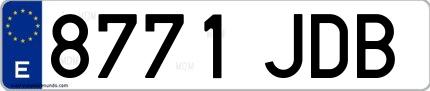 Ejemplo de matrícula española 8771 JDB