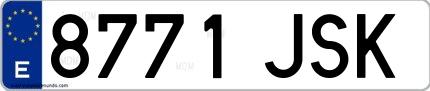 Ejemplo de matrícula española 8771 JSK