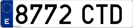 Ejemplo de matrícula de coche ordinaria 8772 CTD