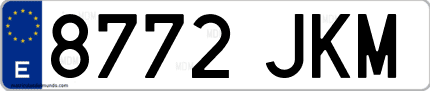Ejemplo de matrícula de coche ordinaria 8772 JKM