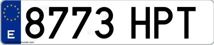 Ejemplo de matrícula española 8773 HPT