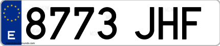 Ejemplo de matrícula de coche ordinaria 8773 JHF