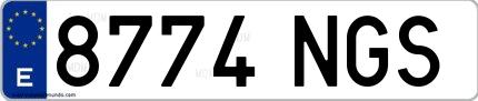 Ejemplo de matrícula española 8774 NGS