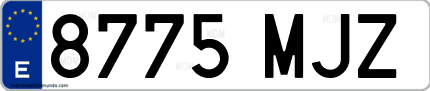 Ejemplo de matrícula de coche ordinaria 8775 MJZ